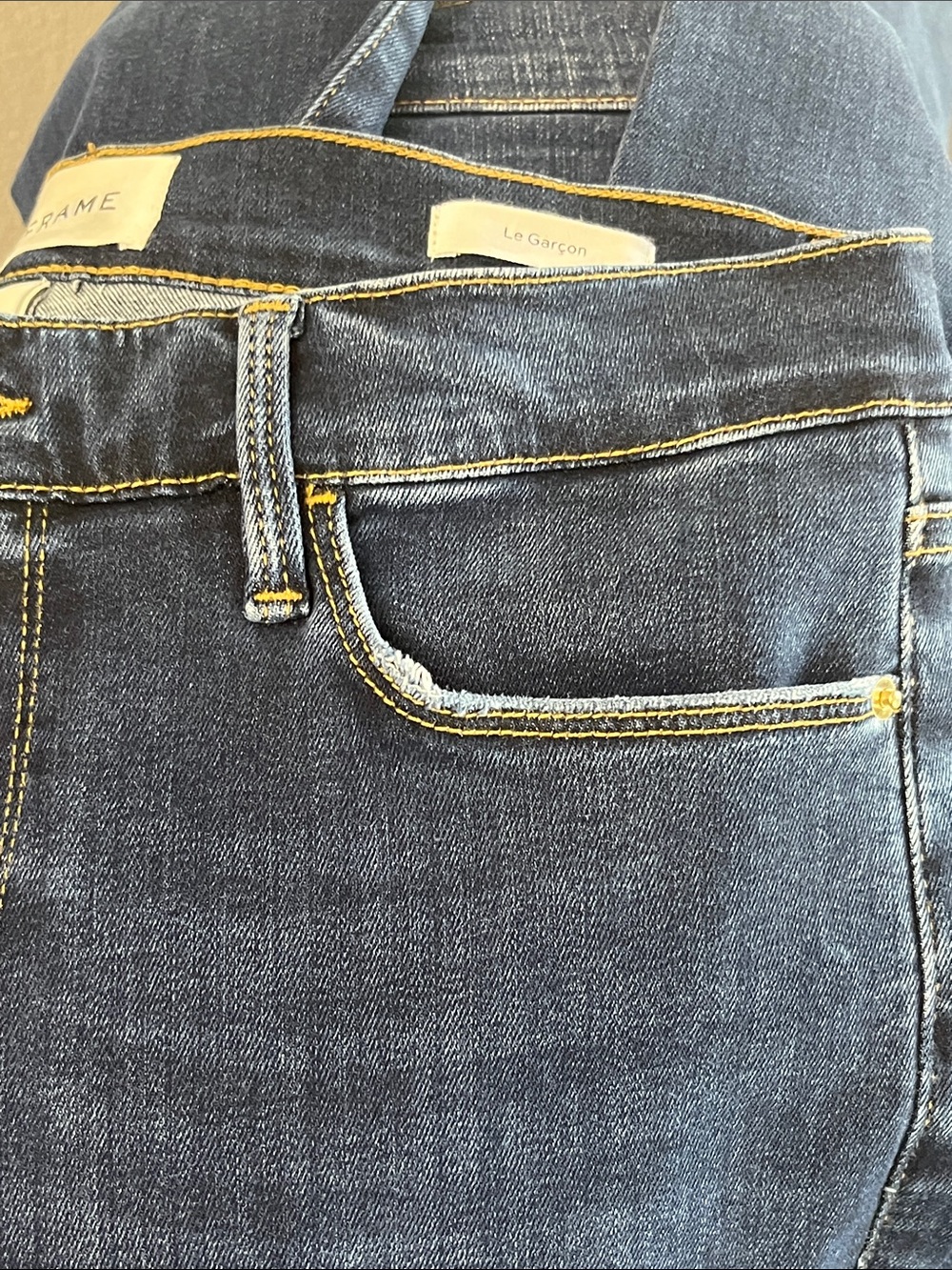 NWOT FRAME Le Garçon Slim Boyfriend Jeans Dark Wash Premium Denim Size 26 - Picture 13 of 13